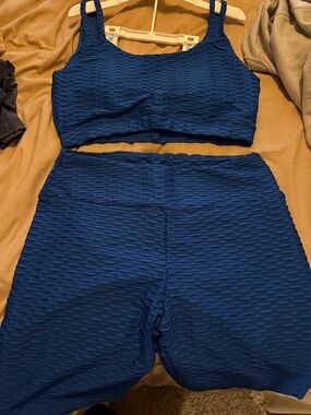 Textured Blue Two-Piece Active Set